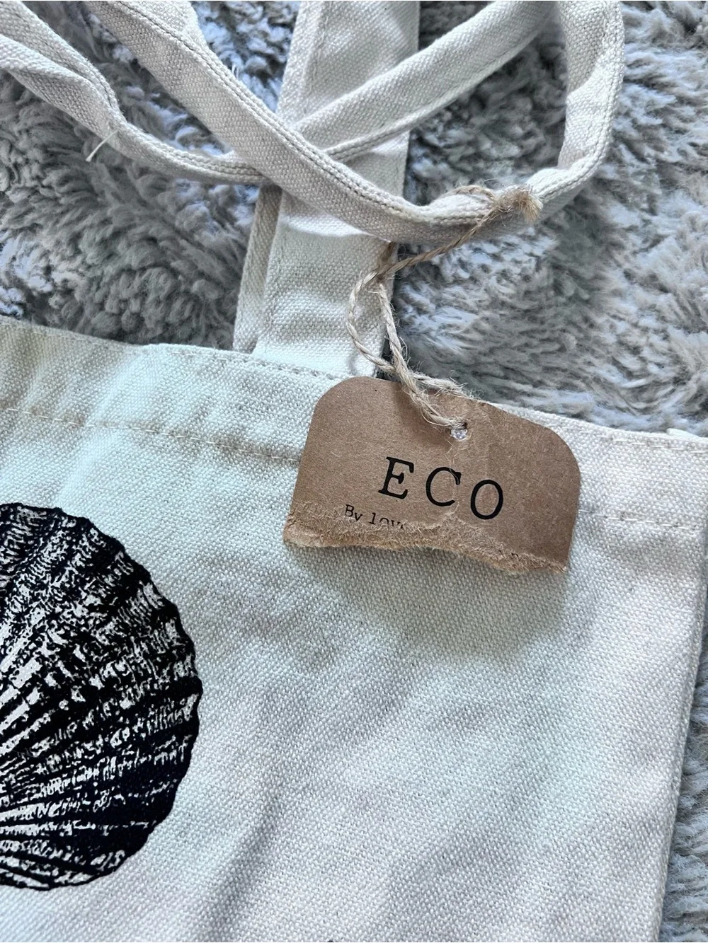 NWT Eco Canvas Tote Bag w/ Seashells+ Starfish